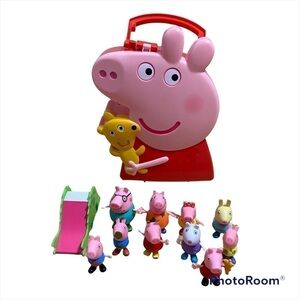 Peppa Pig Action Figures & Carrying Case George Rebecca Rabbit George Mummy